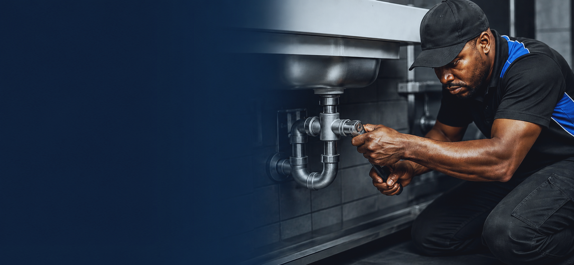 Mazibuko plumber servicing pipework beneath a sink