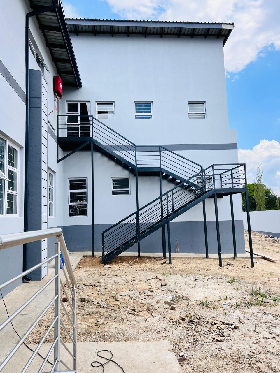 Completed external steel staircase &mdash; Multi-Unit Development Project, Mazibuko Trading & Projects